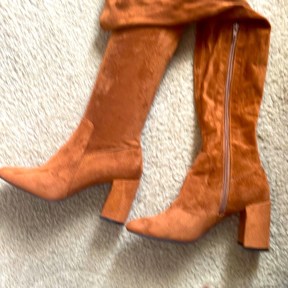 Brown suede over knee boots - NEW